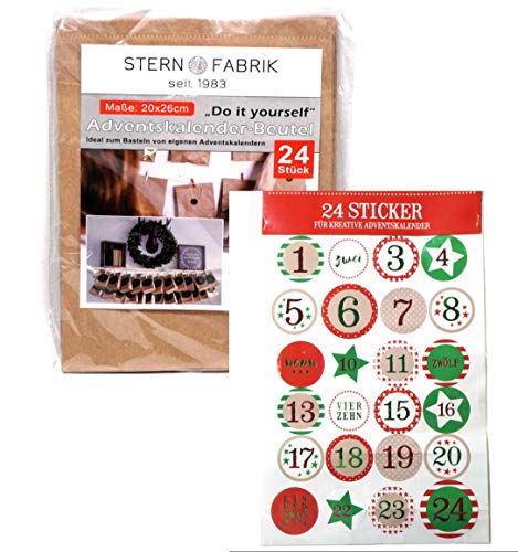 Adventskalender DIY Beutel zum Befüllen Set mit 24 Papiertüten und 1-24 Zahlen Aufkleber Adventskalender DIY Beutel zum Befüllen Set mit 24 Papiertüten und 1-24 Zahlen Aufkleber von EuroDiscount