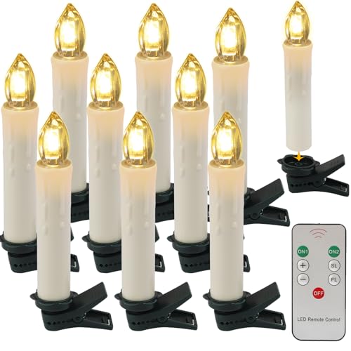 EuroFone LED Weihnachtskerzen Flammenlose Kerze mit Fernbedienung, 10 Stück/Set (Warm white-W6) von EuroFone