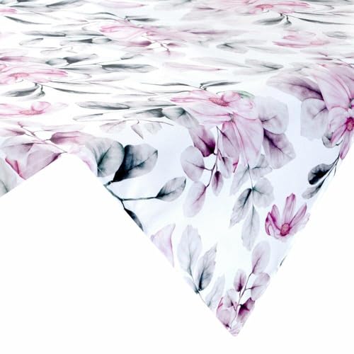 Eurofirany Tischdecke Tischtuch weiß-rosa quadratisch 85x85 cm Gobelin Tischwäsche Tafeldecke Tisch Dekoration Dekoration Garten Balkon Patio Terrasse Deko von Eurofirany