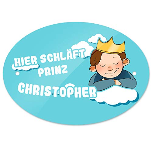 Türschild mit Namen Christopher und Prinz-Motiv - Hier schläft Prinz Christopher - | Kinderzimmer-Schild von Eurofoto