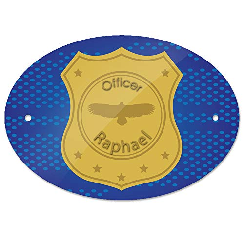 Türschild mit Namen Raphael und Officer-Motiv | Kinderzimmer-Schild von Eurofoto