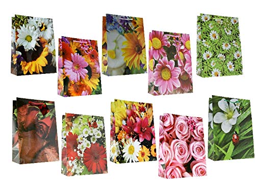 10 Geschenktüten Blüten 32x26x14 Geschenktaschen Papier-Tragetasche 99-9080 von Eurofuchs24