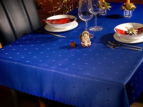 Euromat Tischdecke Tischtüche Fleckenresistente abwaschbar Lotus Effekt Eckig Blau Dunkelblau Marineblau Jacquard (110 x 220 cm) von Euromat