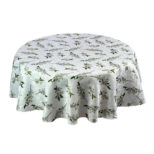 Tischdecke Fleckenabweisende Druck Runde Blumen Apfelblüte Weiß Glänzend Durchmesser: Ø 100 cm Tischdecke Fleckenabweisende Druck Runde Blumen Apfelblüte Weiß Glänzend Durchmesser: Ø 100 cm von Euromat