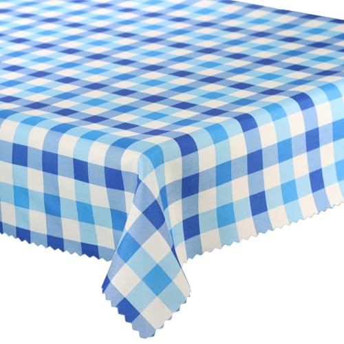 Tischdecke Fleckenresistente Tischtücher Abwaschbar Pflegeleicht Lotus Effekt Gedruckt Kariert Karo Blau 120x120 cm von Euromat