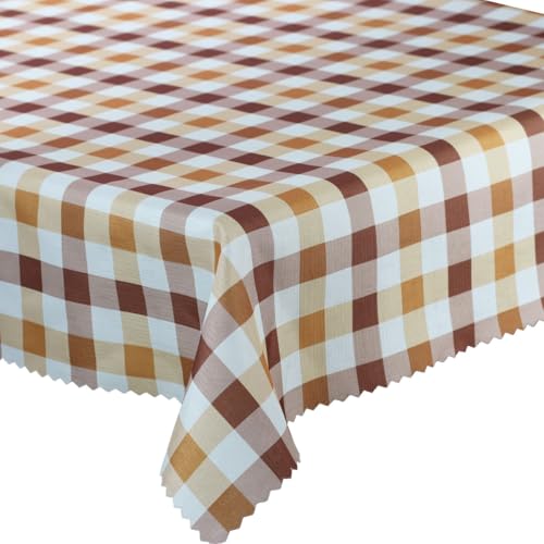 Tischdecke Fleckenresistente Tischtücher Abwaschbar Pflegeleicht Lotus Effekt Gedruckt Kariert Karo Braun 100x100 cm von Euromat