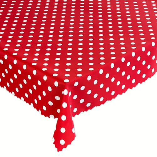 Tischdecke Fleckenresistente Tischtücher Abwaschbar Pflegeleicht Lotus Effekt Gedruckt Polka Dots Rot 80x80 cm von Euromat