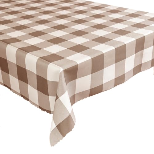 Tischdecke Fleckenresistente Tischtücher Bedruckt Abwaschbar Pflegeleicht Lotus Effekt Kariert Braun 100x100 cm von Euromat