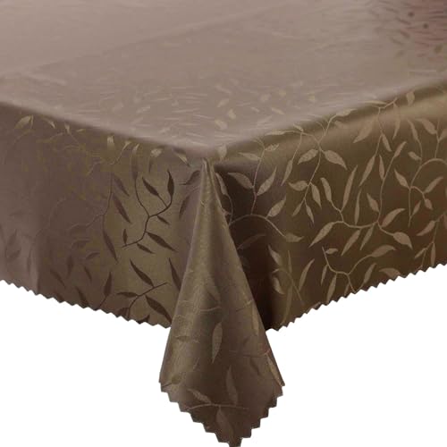 Tischdecke Tischtüche Fleckenresistente abwaschbar Lotus Effekt (Braun 154 Blätter, 120x120 cm) von Euromat