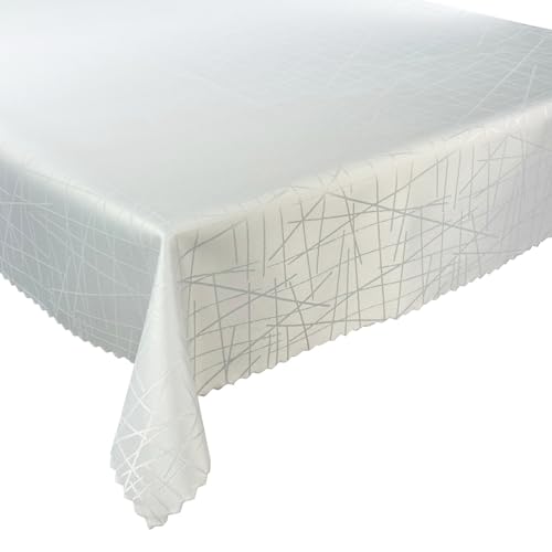 Tischdecke Tischtüche Fleckenresistente abwaschbar Lotus Effekt (Weiß Z-3472 Linien, 100x100 cm) von Euromat