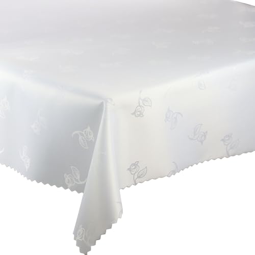 Tischdecke Tischtüche Fleckenresistente abwaschbar Lotus Effekt (Weiße 147 Rose Blumen, 140x240 cm) von Euromat