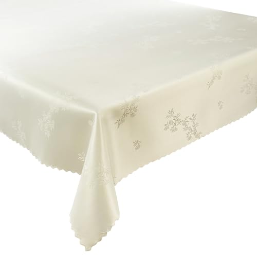 Tischdecke Tischtüche Fleckenresistente abwaschbar Lotus Effekt Öko-Tex (Ecru Cremig Z-918 Eberesche, 130x220 cm) von Euromat