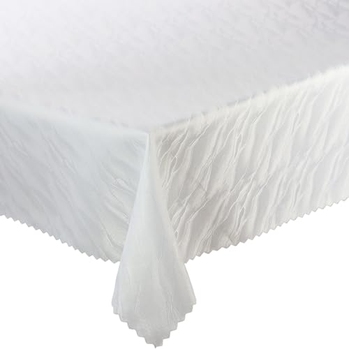 Tischdecke Tischtüche Fleckenresistente abwaschbar Lotus Effekt Öko-Tex (Weiß 106 Wellen, 140x280 cm) von Euromat
