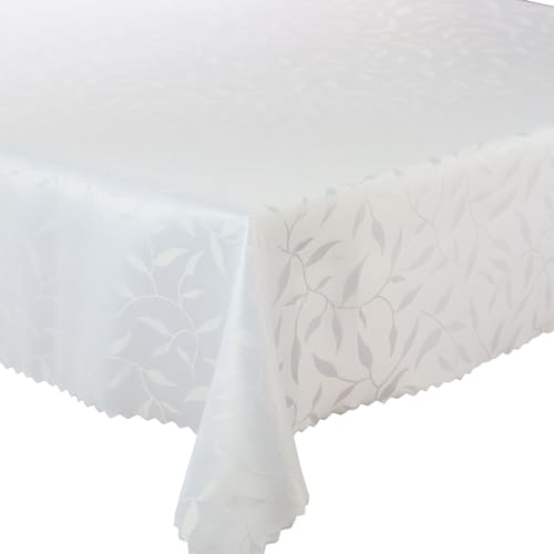 Tischdecke Tischtüche Fleckenresistente abwaschbar Lotus Effekt Öko-Tex (Weiß 154 Blätter, 140x240 cm) von Euromat