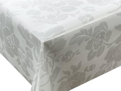 Wachstücher Tischdecke Wachstuch Gartentischdecke wasserdichte Abwaschbar Grau Blumen Rosen WF-4942C Durchmesser: Ø 140 cm von Euromat