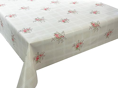Wachstuch Tischdecke abwaschbar Gartentischdecke, Viele Größen und Designs, wasserabweisend (Blumen Rot Grün Beige- WF-3409A, 240x140 cm) von Euromat