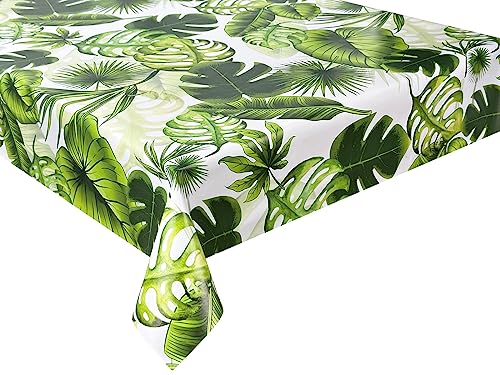 Wachstuch Tischdecke abwaschbar Gartentischdecke, Viele Größen und Designs, wasserabweisend (Grün Blätter– WF-5236A, 140 cm RUND) von Euromat