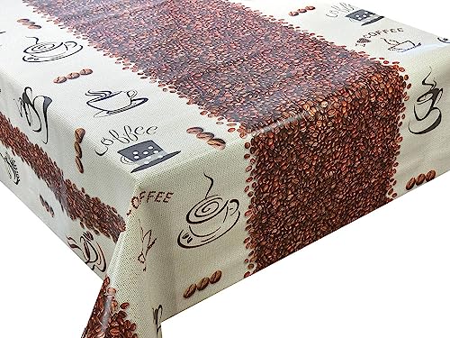 Wachstuch Tischdecke abwaschbar Gartentischdecke, Viele Größen und Designs, wasserabweisend (Kaffee Braun Ecru- WF-4611A, 140x140 cm) von Euromat