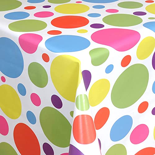 Wachstuch Tischdecke abwaschbar Gartentischdecke Viele Größen und Designs, wasserabweisend, abwischbar, ÖkoTex (Bunte Punkte- Mehrfarbig- 06021-00, 160x140 cm) von Euromat