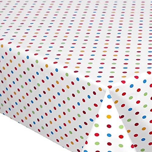 Wachstuch Tischdecke abwaschbar Gartentischdecke Viele Größen und Designs, wasserabweisend, abwischbar, ÖkoTex ((Bunte Punkte- Mehrfarbig- 06062-00, 100x140 cm) von Euromat