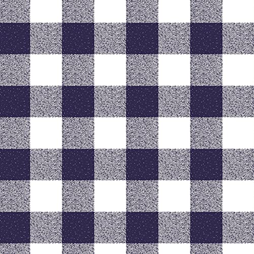 Wachstuch Tischdecke abwaschbar Gartentischdecke Viele Größen und Designs, wasserabweisend, abwischbar, ÖkoTex (Kariert- Dunkelblau-Weiß- 107-2, 140 cm RUND) von Euromat