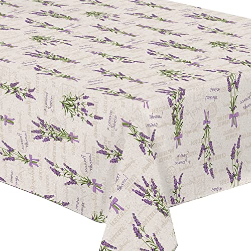 Wachstuch Tischdecke abwaschbar Gartentischdecke Viele Größen und Designs, wasserabweisend, abwischbar, ÖkoTex (Lavendel Blumen- 1010-1, 100x140 cm) von Euromat