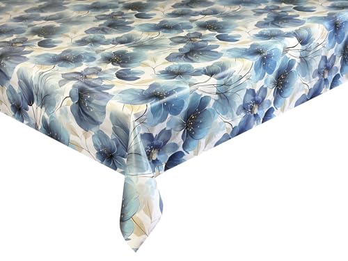 Wachstücher Tischdecke Wachstuch Gartentischdecke wasserdichte Abwaschbar Blumen Blau AS-813 180x140 cm von Euromat