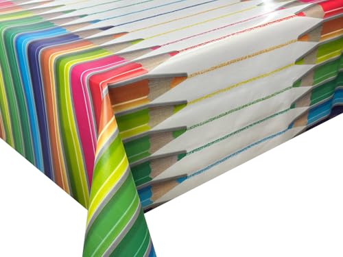 Wachstücher Tischdecke Wachstuch Gartentischdecke wasserdichte Abwaschbar Bunt Buntstifte Kindermuster WF-5066A 50x140 cm von Euromat
