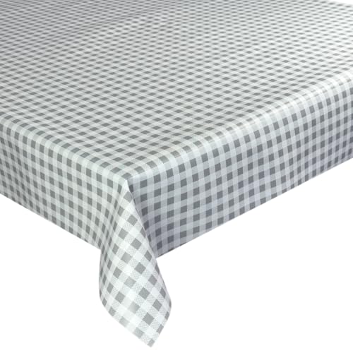 Wachstücher Tischdecke Wachstuch Gartentischdecke wasserdichte Abwaschbar Grau Kariert C-16-6 180x140 cm von Euromat
