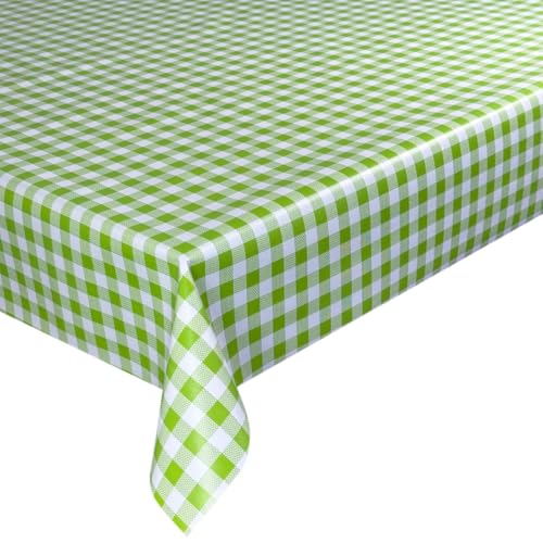 Wachstücher Tischdecke Wachstuch Gartentischdecke wasserdichte Abwaschbar Grün Kariert WF-4396R 220x140 cm von Euromat