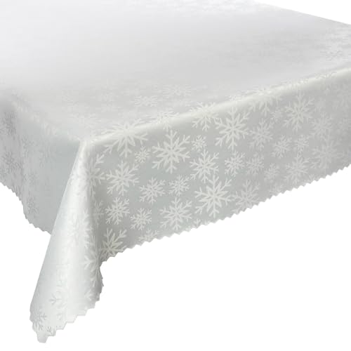 Weihnachten Tischdecke Fleckenresistente, Tischtücher abwaschbar Lotus Effekt Weiß (Schneeflocken Weiß Z-3489, 130x160 cm) von Euromat