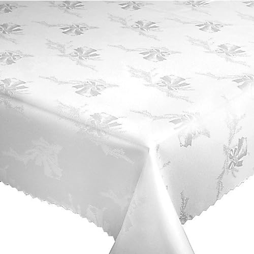 Weihnachten Tischdecke Fleckenresistente, Tischtücher abwaschbar Lotus Effekt Weiß (Weihnachtsglocken Weiß 907, 110x180 cm) von Euromat