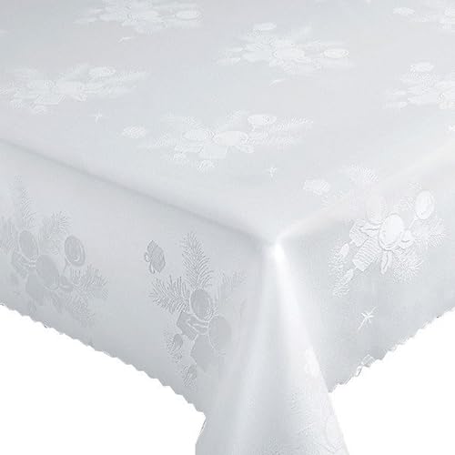 Weihnachten Tischdecke Fleckenresistente, Tischtücher abwaschbar Lotus Effekt Weiß (Weihnachtskerzenhalter Weiß 826, 120x120 cm) von Euromat