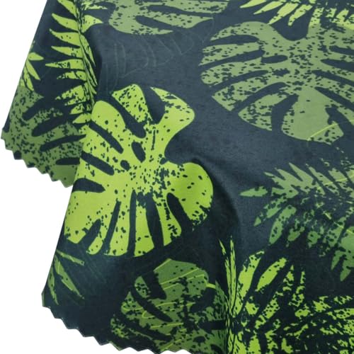Rund wasserdichte Tischdecke Gartentischdecke Wasserabweisend Wetterfest Garten Balkon Terrasse Grün Monstera-Blatt Durchmesser: Ø 80 cm von Euromat