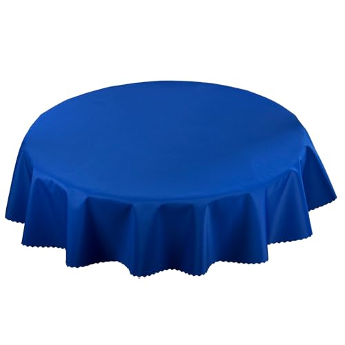 Rund wasserdichte Tischdecke Gartentischdecke Wasserabweisend Wetterfest Garten Balkon Terrasse Marine Blau Durchmesser: Ø 120 cm von Euromat