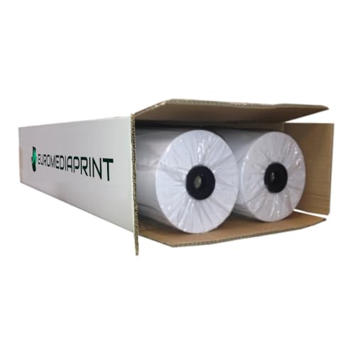 (0,21€/m²) Plotterpapier 2 Rollen ungestrichen | 90gr/m², 91,4 cm (914mm) b, 150 m l, CAD, unbeschichtet von Euromediaprint