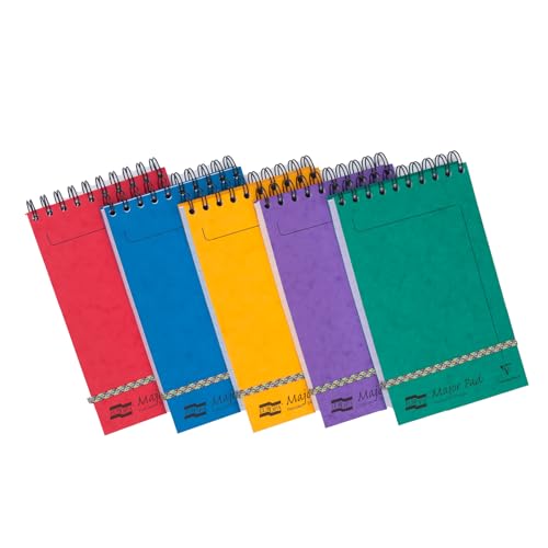 Clairefontaine 4880Z - Packung mit 10 Europa Major Pad, Block mit Doppelspirale kopfseitig 12,7x20,7cm, 150 Blatt liniert, farbig sortiert, 10 Stück von Clairefontaine