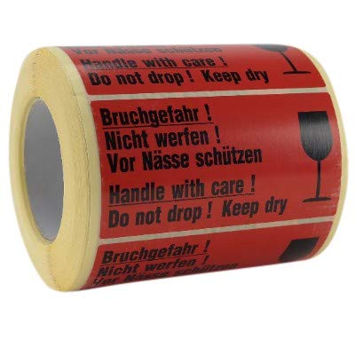 1000 Warnaufkleber "Bruchgefahr!" 145x76mm Etiketten auf Rolle 1000 Warnaufkleber "Bruchgefahr!" 145x76mm Etiketten auf Rolle von Europack24