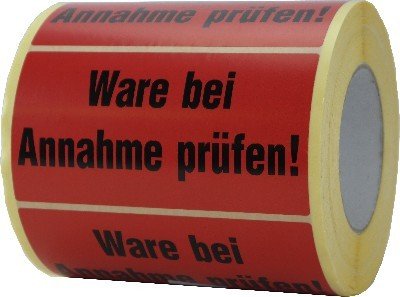 1000 Warnaufkleber "Ware bei Annahme prüfen!" 145x76mm Etiketten auf Rolle 1000 Warnaufkleber "Ware bei Annahme prüfen!" 145x76mm Etiketten auf Rolle von Europack24