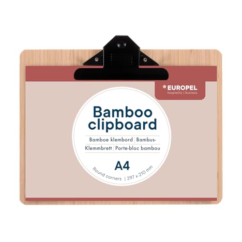 EUROPEL Bambus-Klemmbrett – langlebige Hartfaserplatte mit schwarzem Metallclip & verdecktem Aufhängeloch – A4-Papiertafel für Schule, Büro, Klassenzimmer, Geschäft, Lager, Braun – 197013 EUROPEL Bambus-Klemmbrett – langlebige Hartfaserplatte mit schwarzem Metallclip & verdecktem Aufhängeloch – A4-Papiertafel für Schule, Büro, Klassenzimmer, Geschäft, Lager, Braun – 197013 von Europel