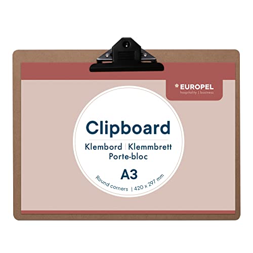 EUROPEL Klemmbrett aus MDF, A3, Querformat, FSC-zertifiziert, MDF, mit schwarzem Metallclip, für Klassenzimmer, Büro, Geschäft, Restaurant, Lager, 330x440x3mm EUROPEL Klemmbrett aus MDF, A3, Querformat, FSC-zertifiziert, MDF, mit schwarzem Metallclip, für Klassenzimmer, Büro, Geschäft, Restaurant, Lager, 330x440x3mm von Europel