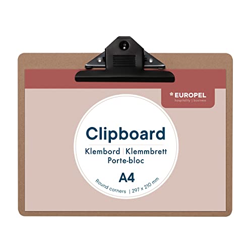 EUROPEL Klemmbrett aus Holz, A4, Querformat, FSC-zertifiziertes MDF, mit schwarzem Metallclip, für Klassenzimmer, Geschäft, Restaurant, Lager, 235x310x3mm EUROPEL Klemmbrett aus Holz, A4, Querformat, FSC-zertifiziertes MDF, mit schwarzem Metallclip, für Klassenzimmer, Geschäft, Restaurant, Lager, 235x310x3mm von Europel