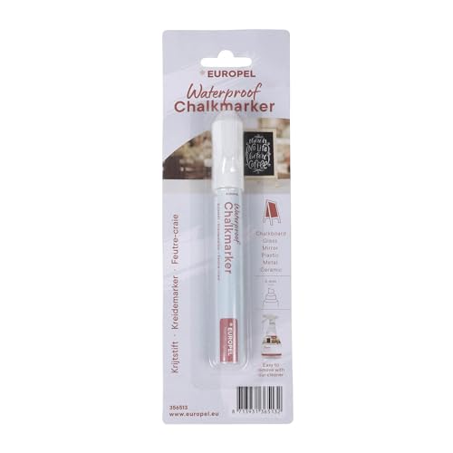 Europel Kreidemarker, wasserfest, 6 mm Spitze – 1 weißer Marker in Blisterkarte für Nachrichten im Innen- und Außenbereich – Tafeln, Schiefer, Schilder, Fenster Europel Kreidemarker, wasserfest, 6 mm Spitze – 1 weißer Marker in Blisterkarte für Nachrichten im Innen- und Außenbereich – Tafeln, Schiefer, Schilder, Fenster von Europel