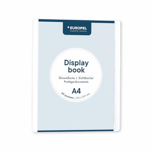 EUROPEL Präsentationsbuch im A4-Format mit 20 Hüllen - Sichtbuch mit Front-View-Inlay - Portfolio- und Projektordner für Besprechungen & Konferenzen - Weiß – 114261 von Europel
