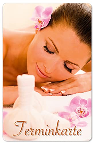 500 Terminkarten bedruckt mit Ihrer Adresse für Kosmetik Wellness Spa - Kein Stempel notwendig - Inkl. Kartenspender (Design #018) von Europrint24