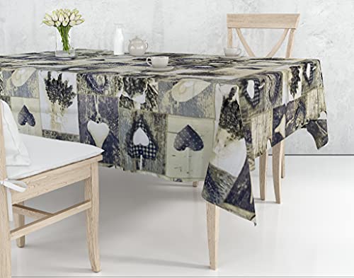 EUROSTYLE Tischdecke Art. James Paolo Davis Moderne Tischdecke für Wohnzimmer Küche mit Mustern (120 x 220 cm, Herz Grau) von Eurostyle