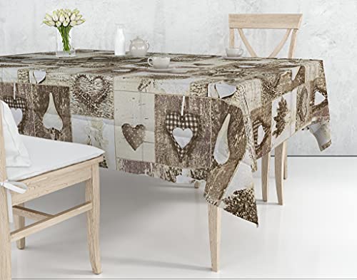 EUROSTYLE Tischdecke Art. James Paolo Davis Moderne Tischdecke für Wohnzimmer Küche mit Mustern (120 x 220 cm, Herz braun) von Eurostyle