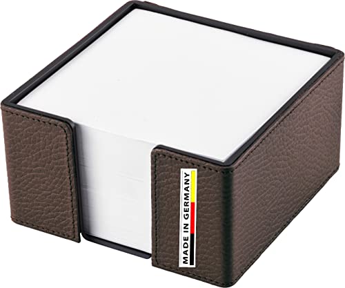 Handmade in Germany Notizzettelbox-Zettelbox Leder dunkelbraun - weiches genarbtes Rindleder - erhältlich in 5 Farben von FIHA-Promotion von Eurostyle