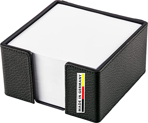 Handmade in Germany Notizzettelbox-Zettelbox Leder schwarz - weiches genarbtes Rindleder - erhältlich in 5 Farben von FIHA-Promotion von Eurostyle