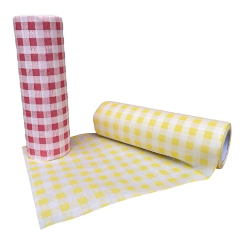 Eurotel 2 Stück – Rolle mit 30 Servietten aus Zellstoff, umweltfreundlich, Stoffoptik, sehr widerstandsfähig, Karomuster, Rot und Gelb – 60 Servietten, 23 x 23 cm Eurotel 2 Stück – Rolle mit 30 Servietten aus Zellstoff, umweltfreundlich, Stoffoptik, sehr widerstandsfähig, Karomuster, Rot und Gelb – 60 Servietten, 23 x 23 cm von Eurotel